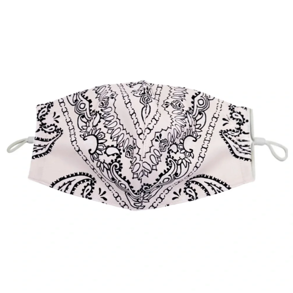 TORY BURCH • Black and White Bandana Style Face Mask Covering